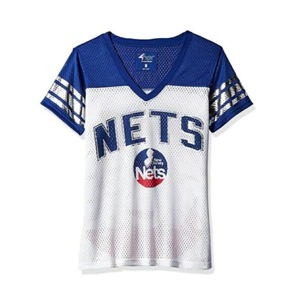 NBA New Jersey Nets Women's Size M All American Mesh T-Shirt White GIII - Picture 2 of 8
